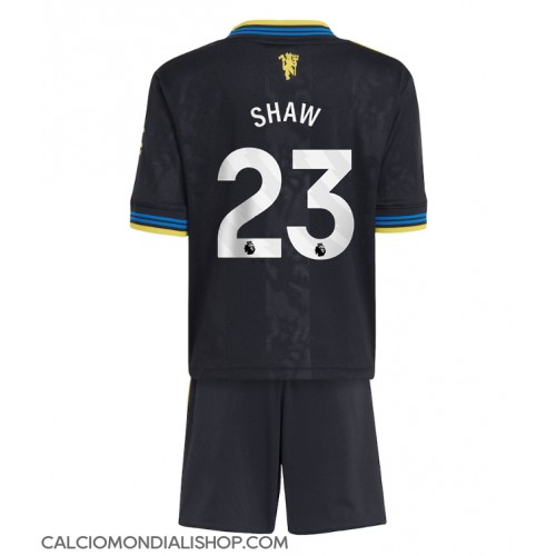 Maglie da calcio Manchester United Luke Shaw #23 Terza Maglia Bambino 2025-26 Manica Corta (+ Pantaloni corti)